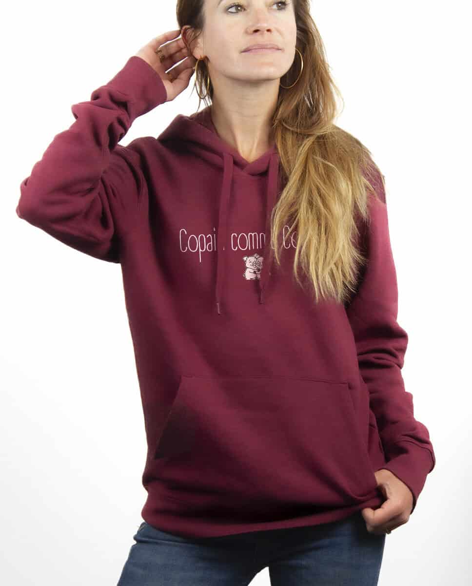 les bronzes font du ski Copain comme cochon hoodie Sweat capuche Femme Bordeau SWFBOR419