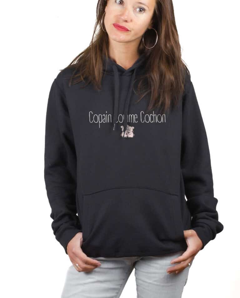 les bronzes font du ski Copain comme cochon hoodie Sweat capuche Femme Noir SWFNOI419