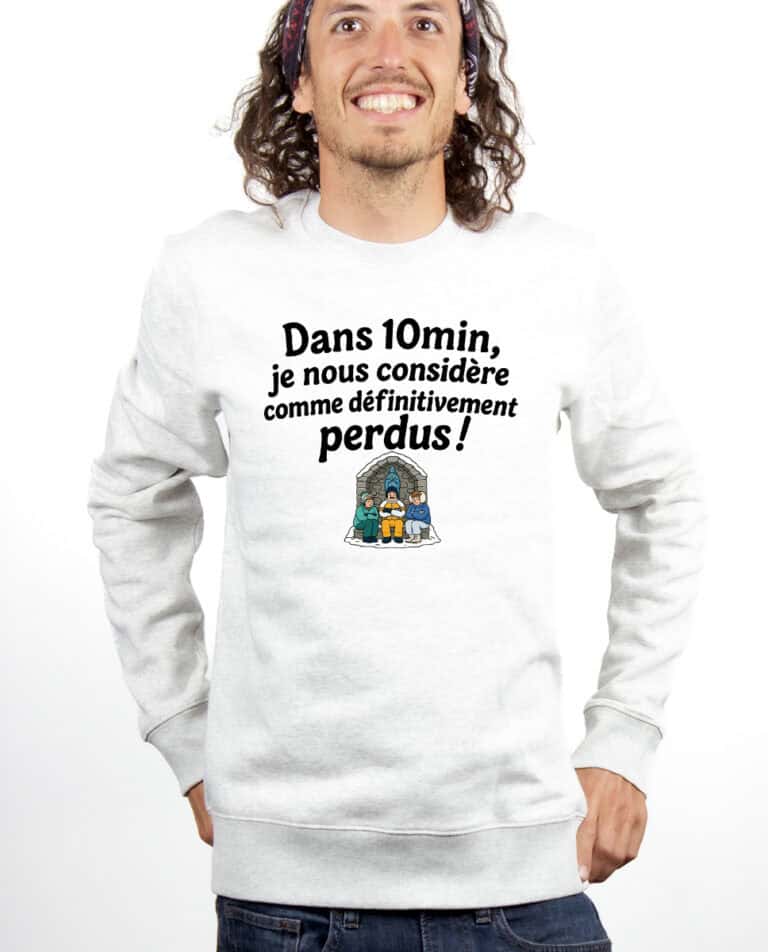 les bronzes font du ski Dans 10min je nous considere comme definitivement perdus Sweatshirt Pull Homme Blanc PUHBLA422