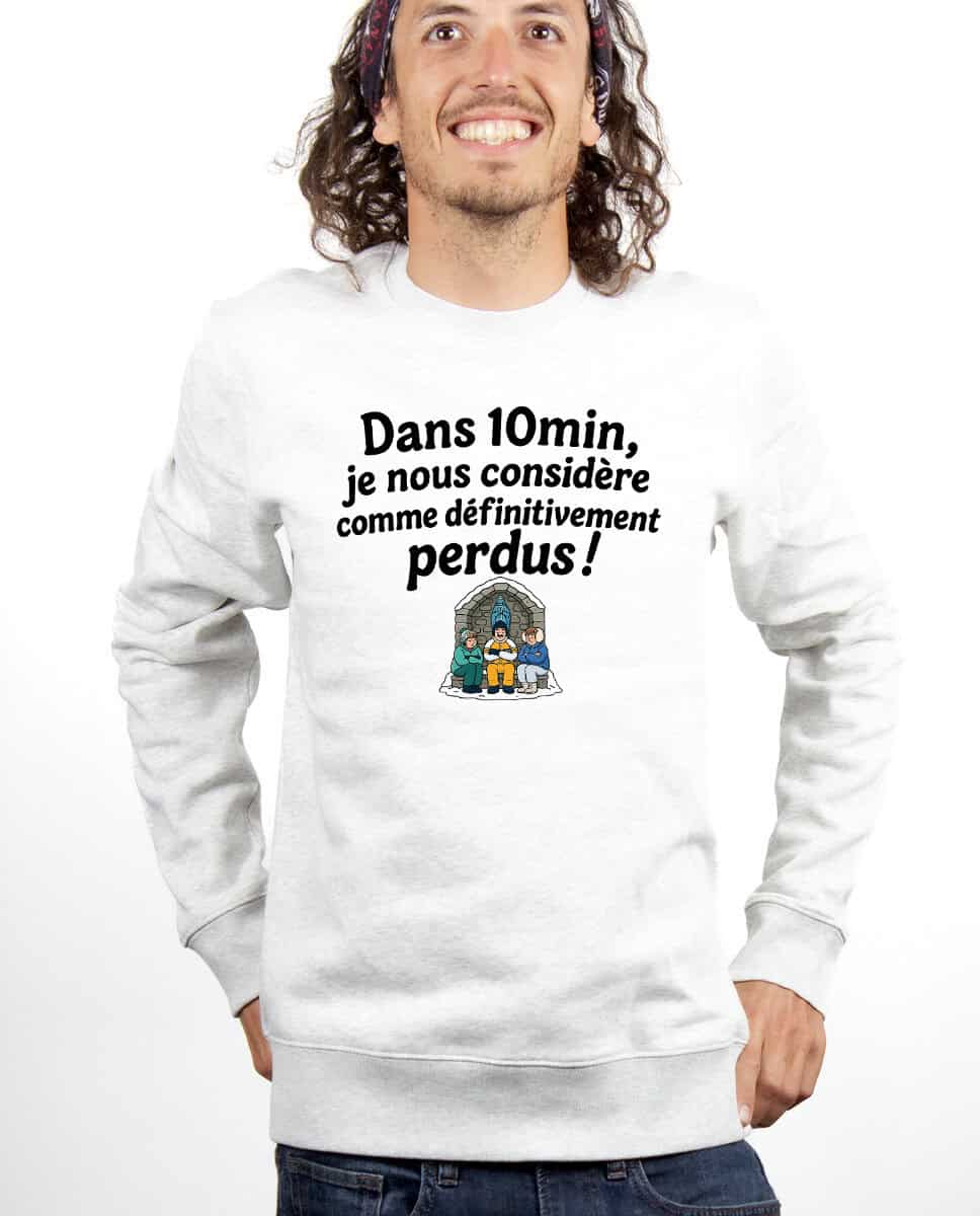 les bronzes font du ski Dans 10min je nous considere comme definitivement perdus Sweatshirt Pull Homme Blanc PUHBLA422