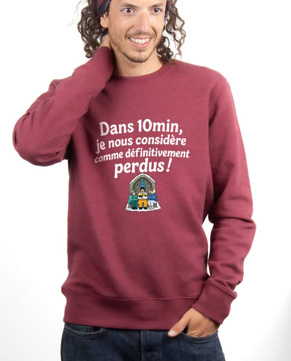 les bronzes font du ski Dans 10min je nous considere comme definitivement perdus Sweatshirt Pull Homme Bordeau PUHBOR422
