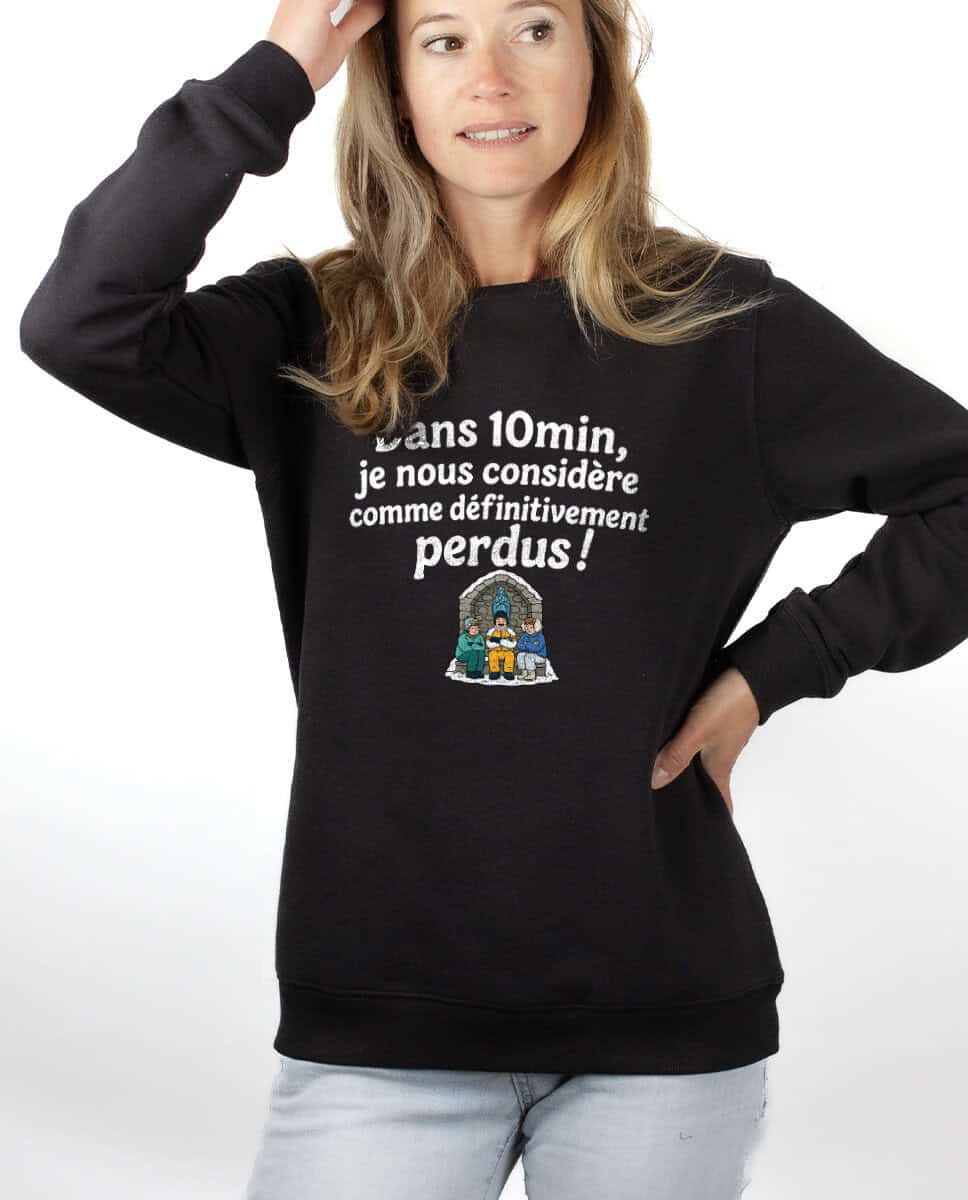 les bronzes font du ski Dans 10min je nous considere comme definitivement perdus Sweatshirt pull Femme Noir PUFNOI422